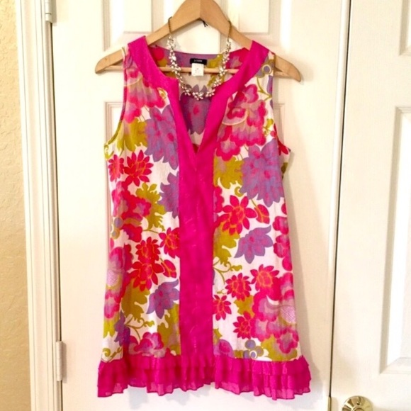 J. Crew Other - Jcrew Pink Flower Print Dress/ Beach Cover Up